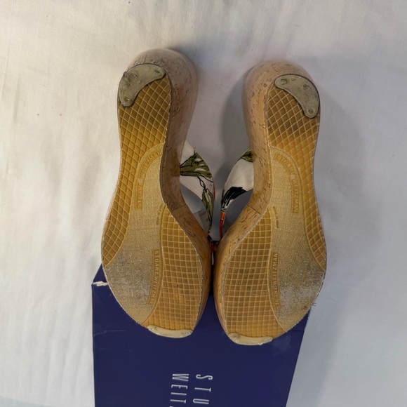 Stuart Weitzman Women's Wedge Sandals - Floral Orange and Yellow - Picture 3 of 3